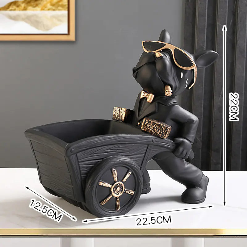 Creative Dog Figurine Key Storage Cart for Home Decor