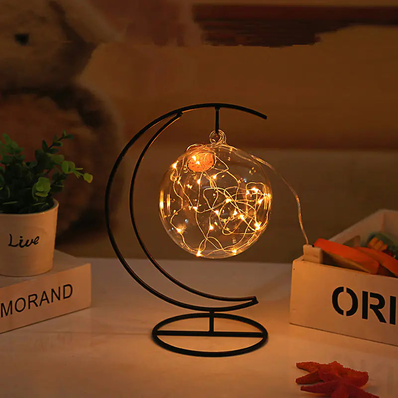 LED Wish Bottle with Glass Cork and Star Decor