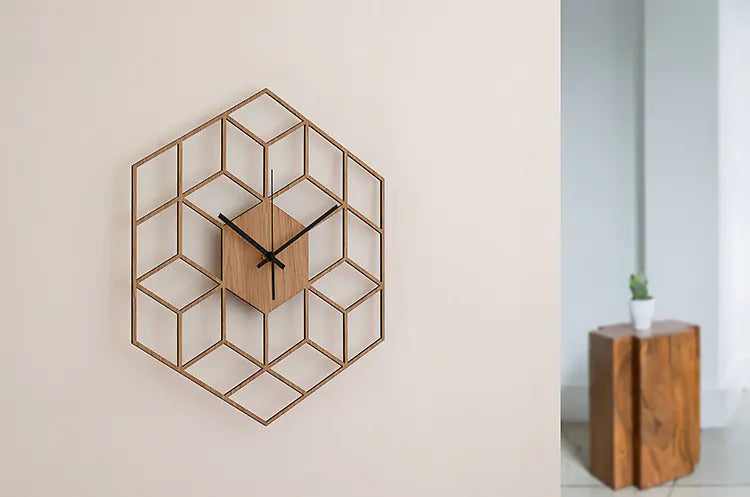 Modern Geometric Wooden Wall Clock for Home Decor