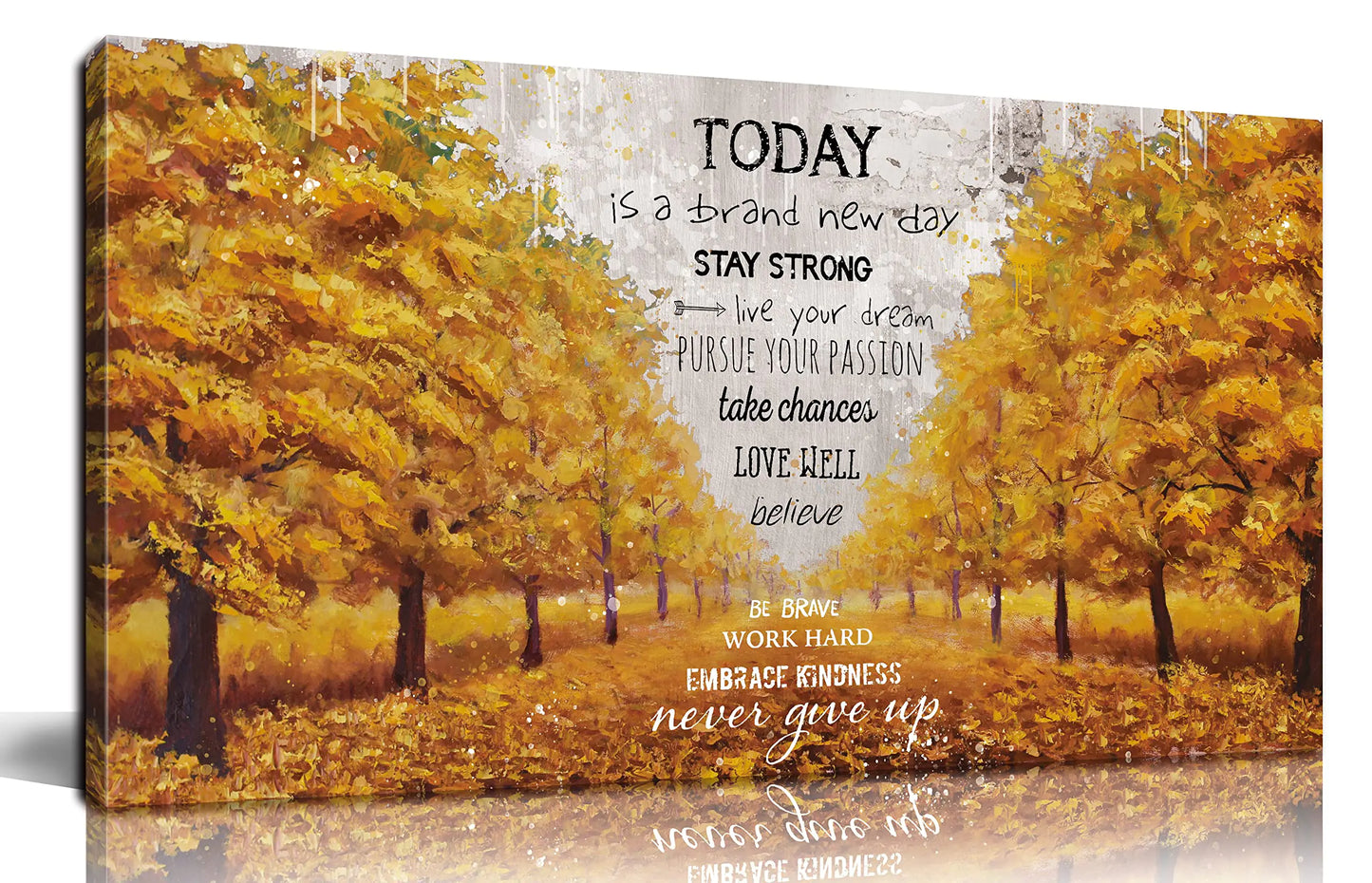 Motivational Canvas Wall-Art - Yellow Wall Decor - Inspirational Posters for Office Ready to Hang Size 20" x 40"