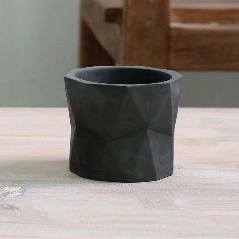 Diamond Pattern Cement Flower Pot for Modern Decor
