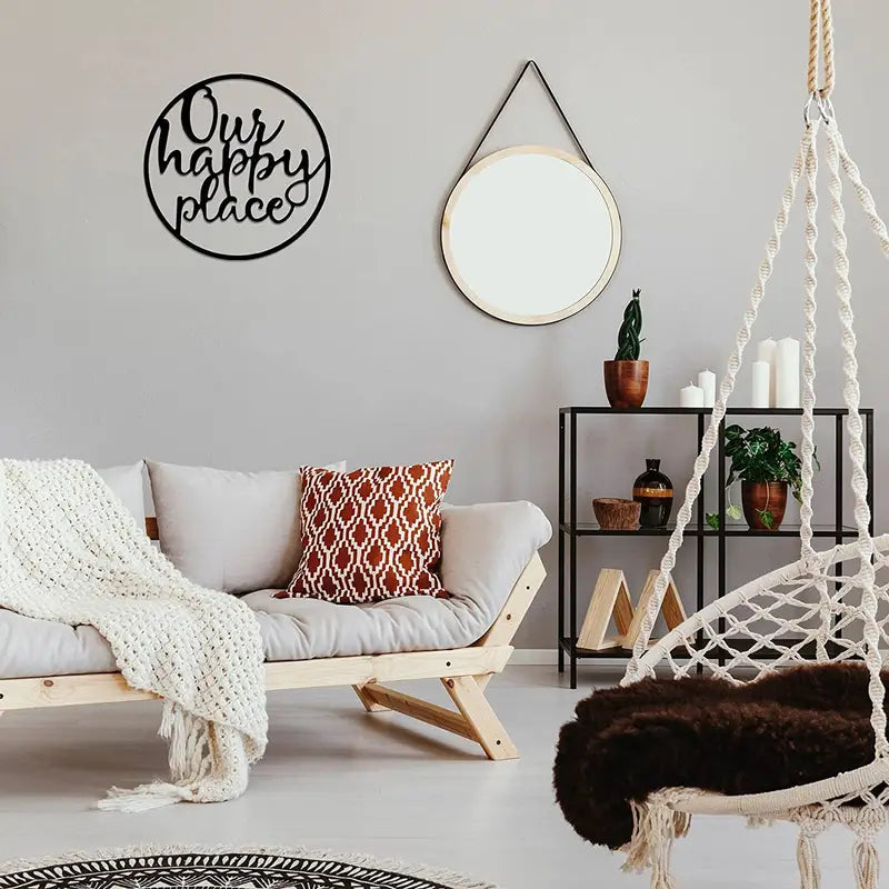 Happy Place Metal Wall Sign for Home Decor