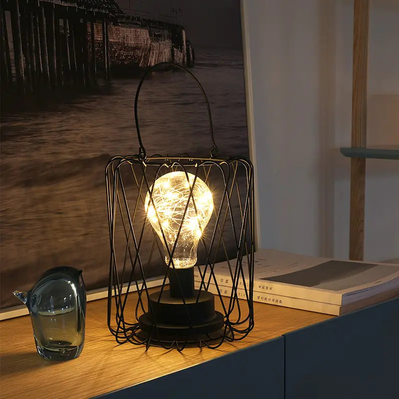 Geometric Iron Art Table Lamp for Creative Decor