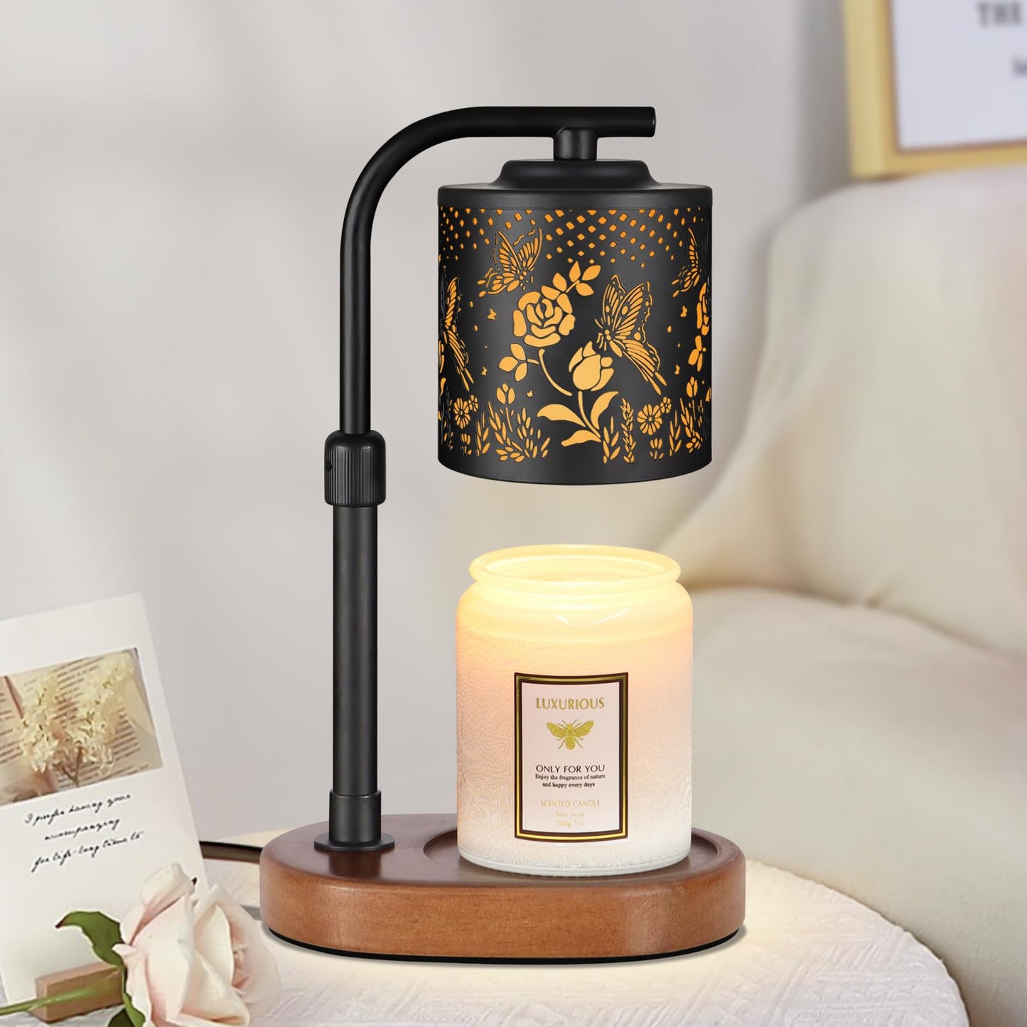 Candle Warmer Lamp (Butterfly Roses)