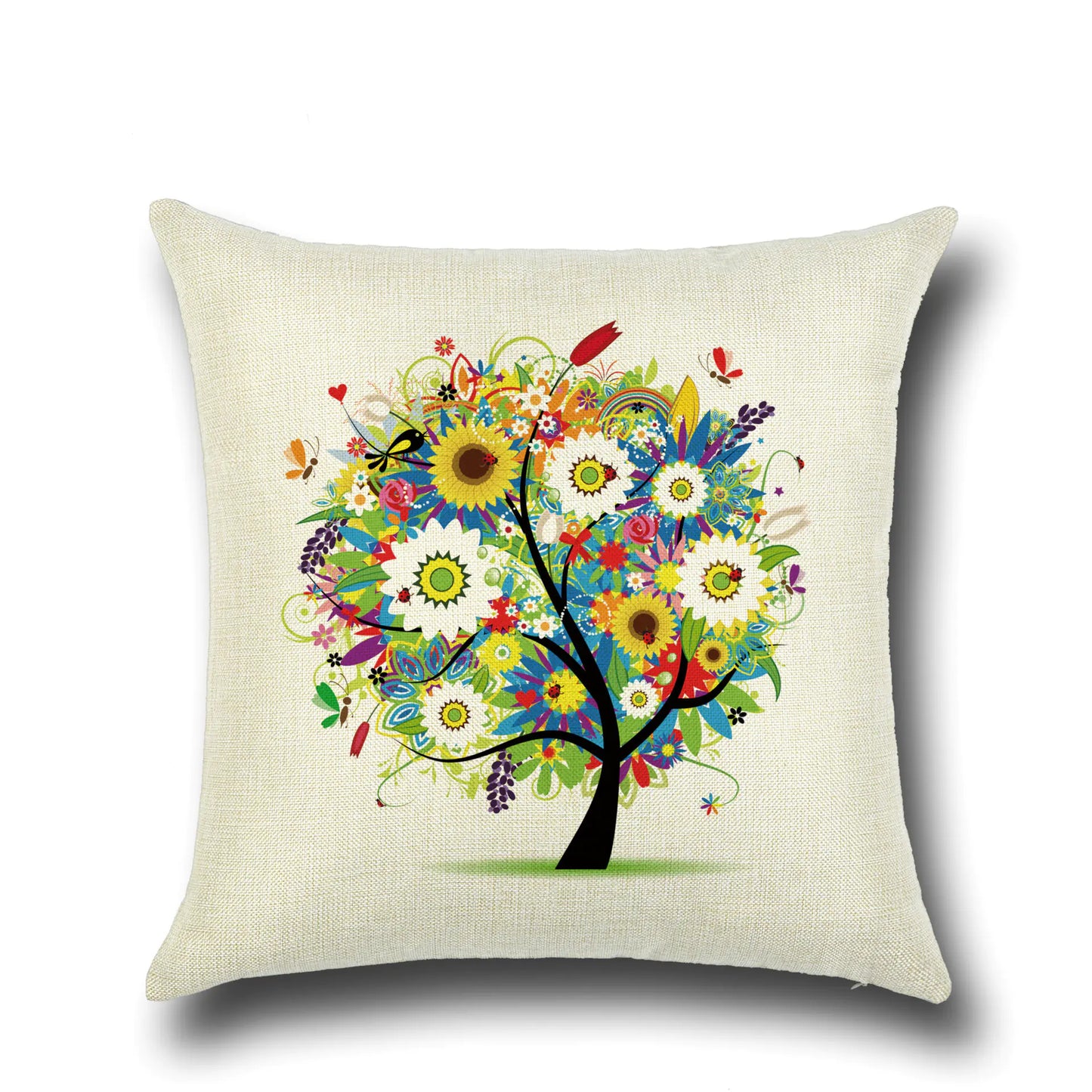 Stylish Cartoon Floral Tree Pillowcase for Home Decor