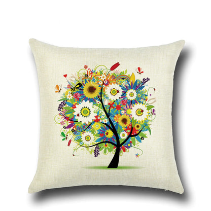 Stylish Cartoon Floral Tree Pillowcase for Home Decor