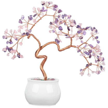 Creative Natural Crystal Tree with Ceramic Pot Decor