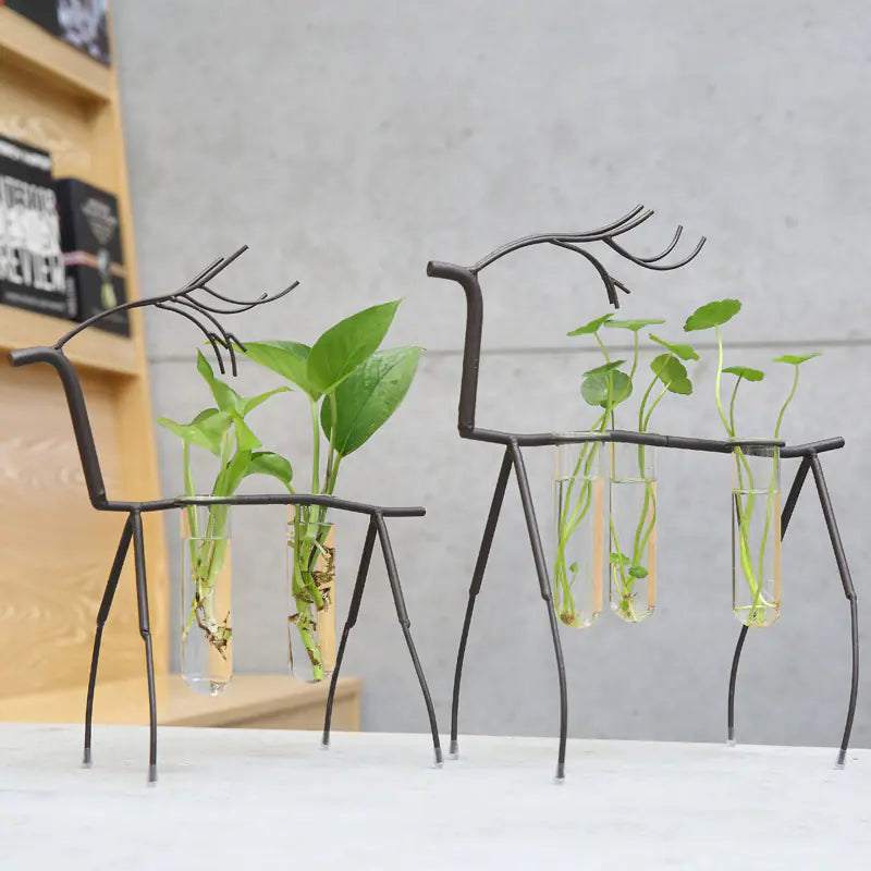 Modern Iron Deer Hydroponic Vase for Home Decor