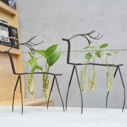 Modern Iron Deer Hydroponic Vase for Home Decor