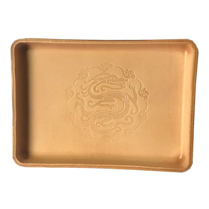 Handcrafted Thick Leather Storage Tray for Home Decor