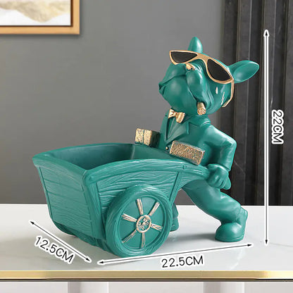Creative Dog Figurine Key Storage Cart for Home Decor