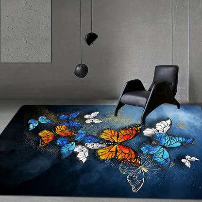 Butterfly Print Non-Slip Rug for Living Room & Bedroom