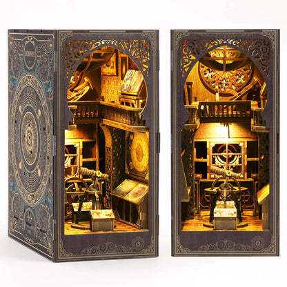 CRIOLPO DIY Book Nook KitMiniature Bookshelf Insert with LED Sensor Light 3D Wooden Puzzle for Adults and Teens Perfect for Home Decor and Gifts