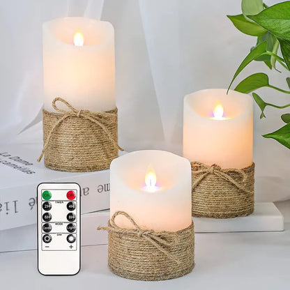 Set of 3 Flameless LED Flickering Candles for Decor