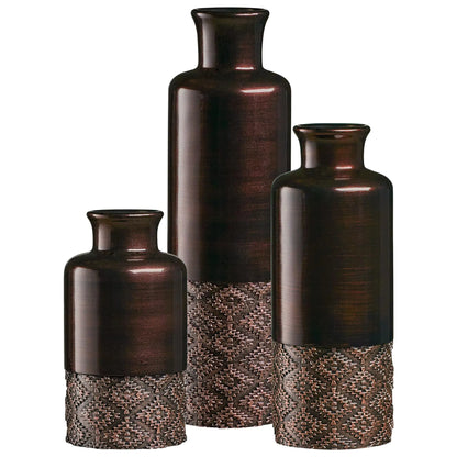 Creative Scents Dublin Brown Vases - Set of 3 Vases - Table Centerpieces for Dining Room Kitchen Décor Home Decor for Your Living Room Dining Room Bedroom Office Entry Table or Shelf Decor