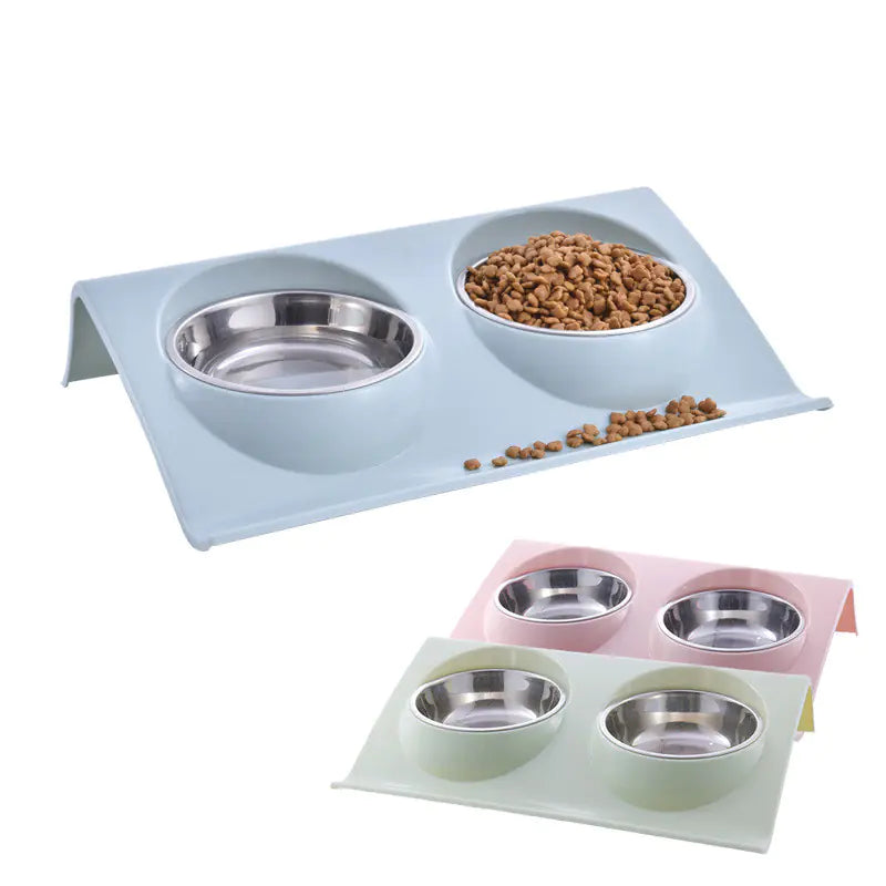 Stainless Steel Double Bowl for Dogs and Cats