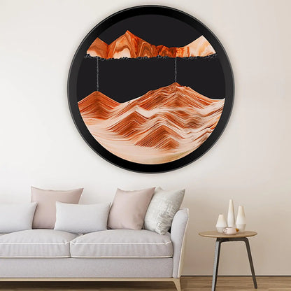 Sand Art Moving Sand Art Wall Art Deep Sea Sandscape Room Decoration 360°Rotate Sand Art Liquid Motion Glass Crafts Solid Wood Frame Relaxing Wall Decor for Home Office24in-Orange