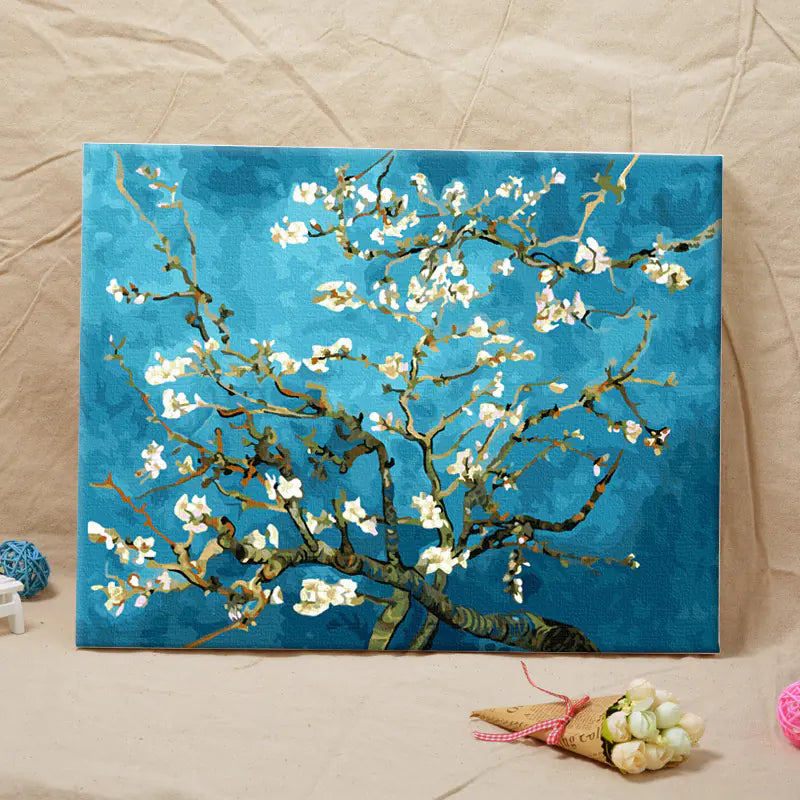DIY Digital Floral Painting with Frame for Home Decor