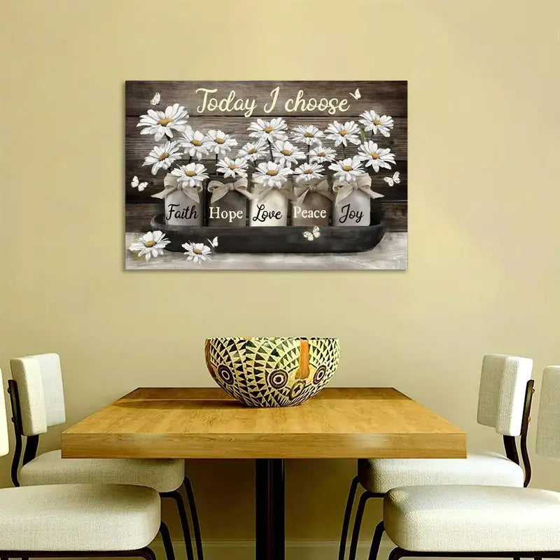 Canvas Flower Butterfly Art Print with Motivational Quote