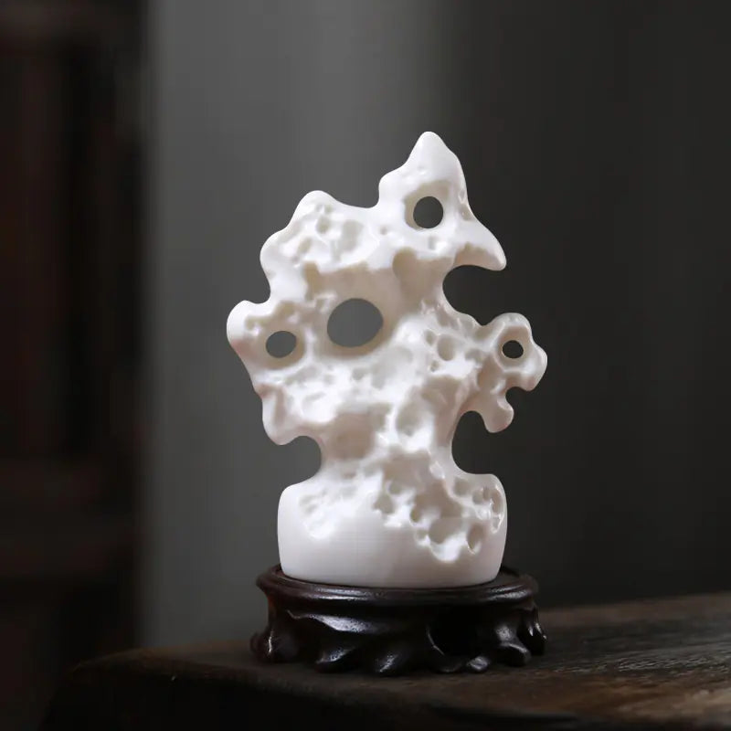 Zen Style Ceramic Taihu Stone Art Desk Decor Piece