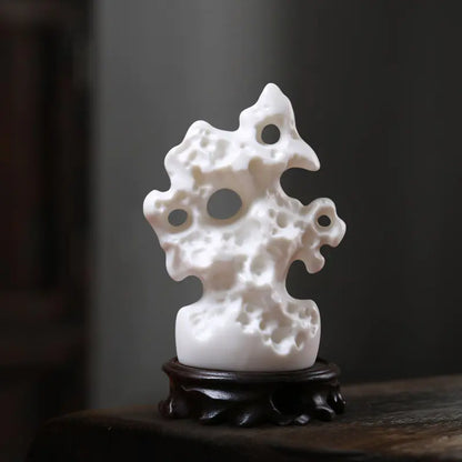 Zen Style Ceramic Taihu Stone Art Desk Decor Piece