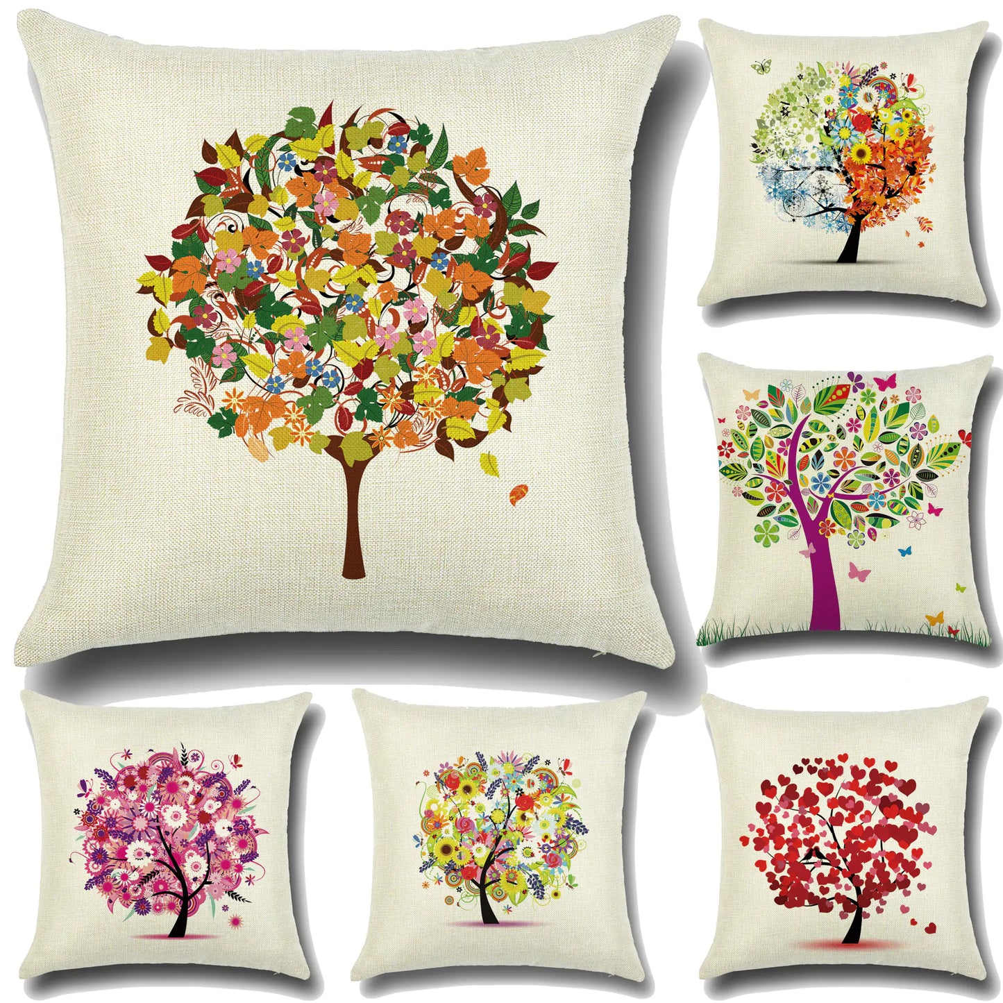 Stylish Cartoon Floral Tree Pillowcase for Home Decor