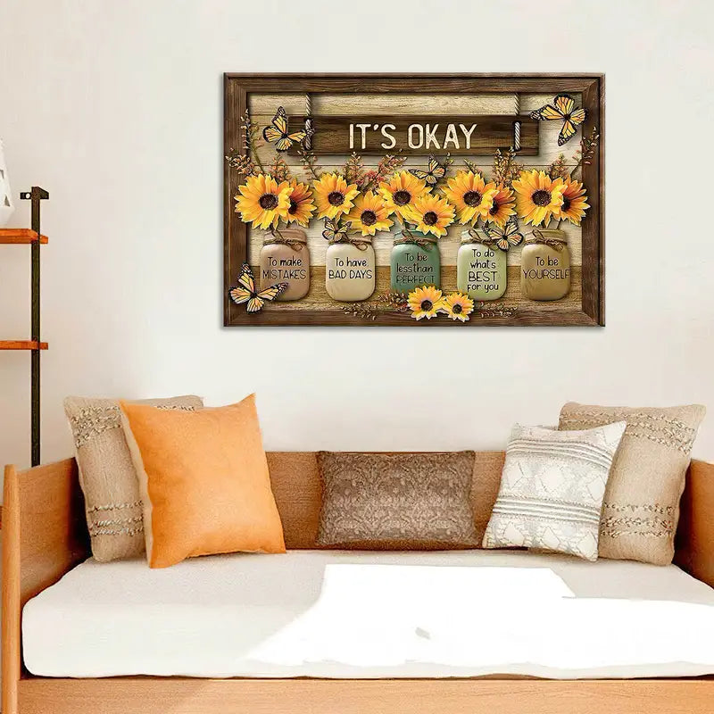 Sunflower Butterfly Canvas Wall Art for Home Decor