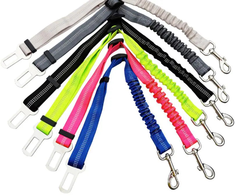 Pet Car Safety Belt with Reflective Elastic Leash