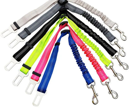 Pet Car Safety Belt with Reflective Elastic Leash