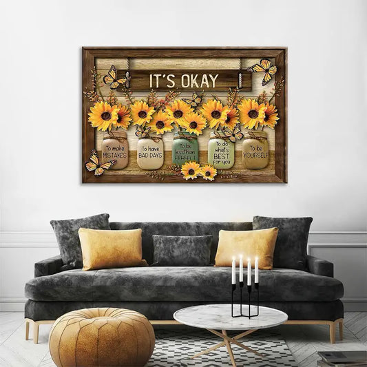Sunflower Butterfly Canvas Wall Art for Home Decor