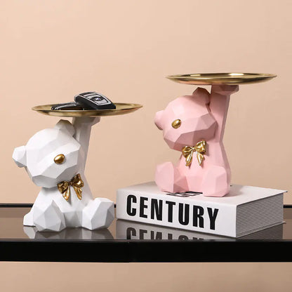 Nordic Bear Key Storage Tray for Home Entry Decor