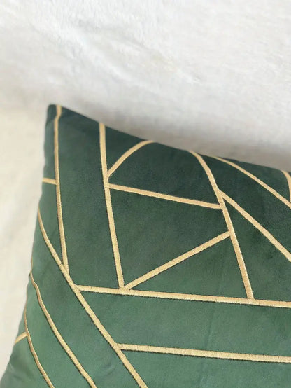 Velvet Embroidered Geometric Pillowcase for Home Decor