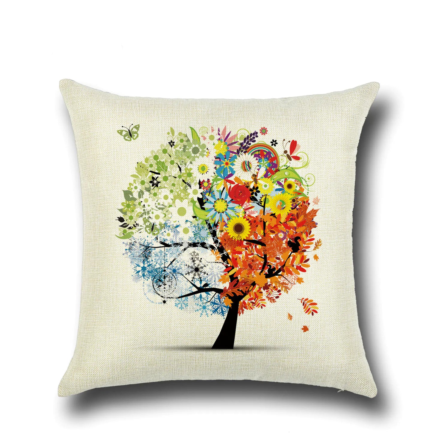 Stylish Cartoon Floral Tree Pillowcase for Home Decor
