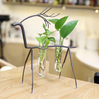 Modern Iron Deer Hydroponic Vase for Home Decor
