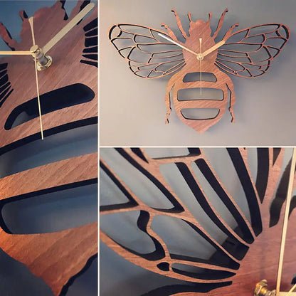 Creative Bamboo Bee Wall Clock for Home Decor