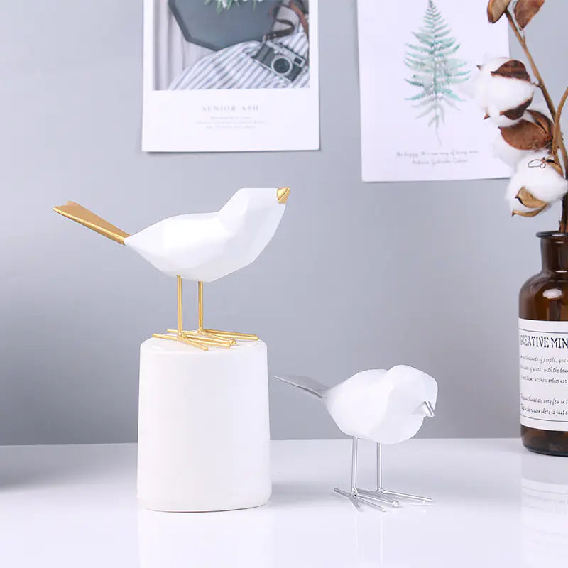 Nordic Gold and Silver Bird Craft Decor for Home