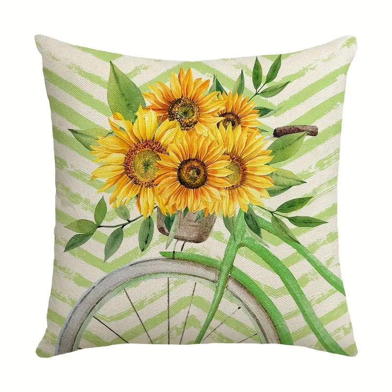 Sunflower Butterfly Printed Throw Pillow Cover