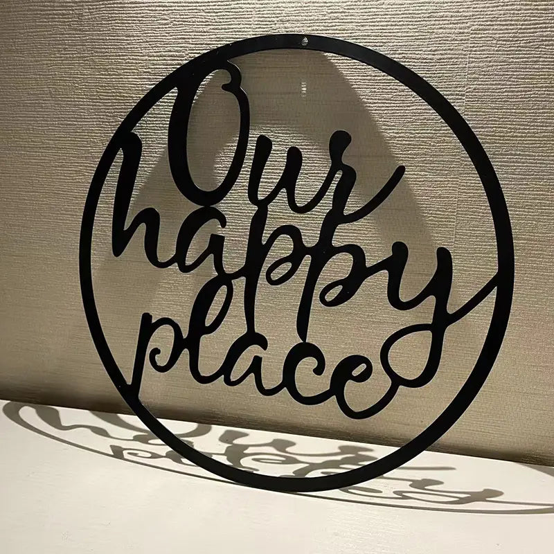 Happy Place Metal Wall Sign for Home Decor