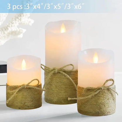 Set of 3 Flameless LED Flickering Candles for Decor