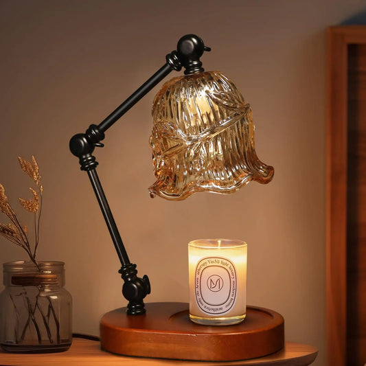 Candle Warmer Lamp Dimmable Candle Lamp Warmer with Flexible Arm for Customizable Angles Timer Bedroom Living Room Home Decor Wax Melt Warmer Gifts for Mom with 2 Bulbs
