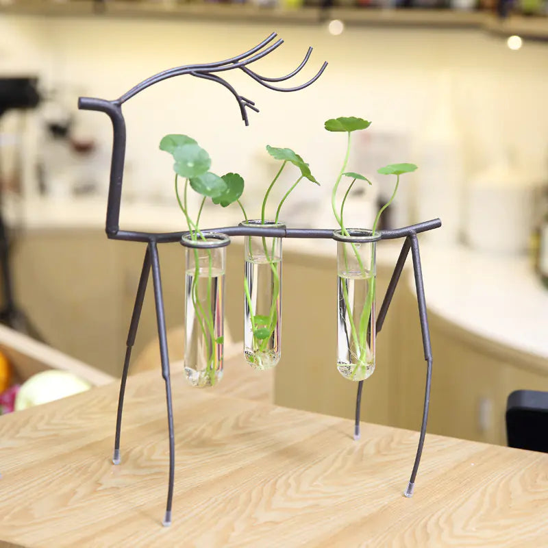 Modern Iron Deer Hydroponic Vase for Home Decor