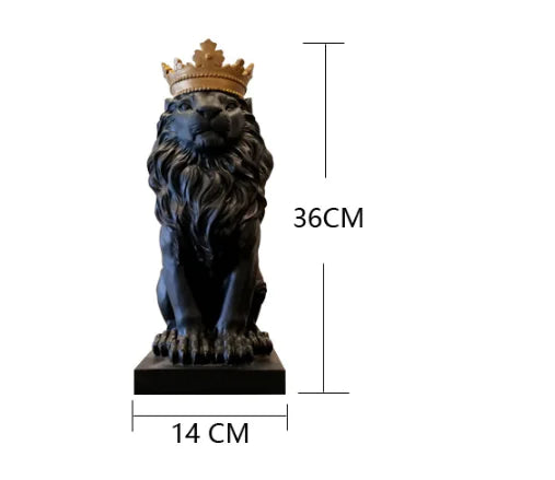 Crown Lion Resin Sculpture for Modern Home Decor