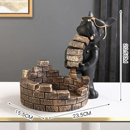 Creative Dog Figurine Key Storage Cart for Home Decor