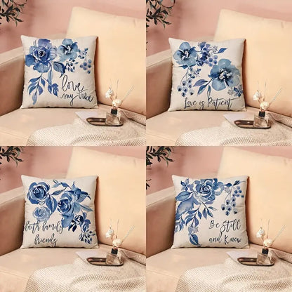 4pcs Floral Digital Print Pillowcases for Home Decor