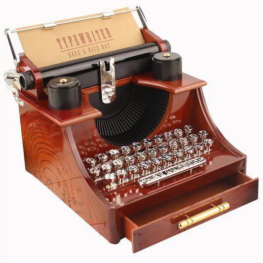 Retro Typewriter Wind-Up Music Box for Home Decor