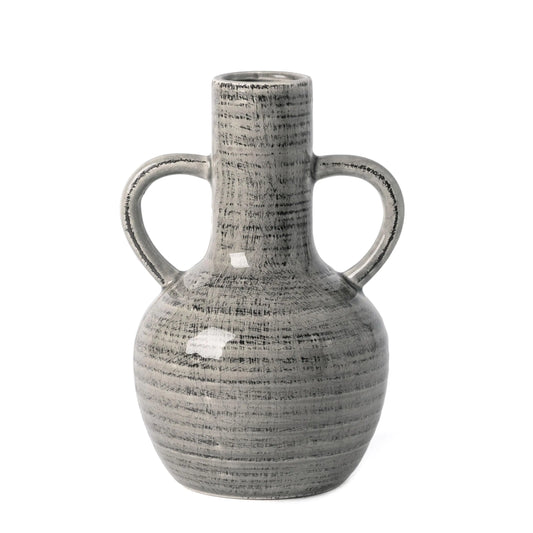 VICTOR & TERESA Ceramic Vase for Home Decor 8.1 Rustic Grey Vases for Flowers Farmhouse Decorative Vases for Pampas Grass Mantel Living Room Centerpieces Home Decor Valentines Gifts for Her