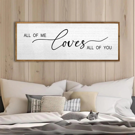 All Of Me Loves All Of You Wall Decor 40×15 Rustic Large Farmhouse Master Bedroom Above Bed Sign Modern Vintage Wooden Framed Love Quotes Over Bed Couple Wall Art Hanging Decor (Wood)