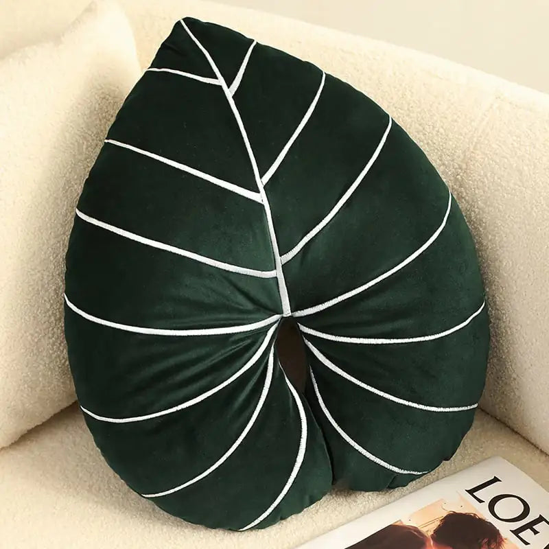 Philodendron Green Plant Pillow for Home Decor