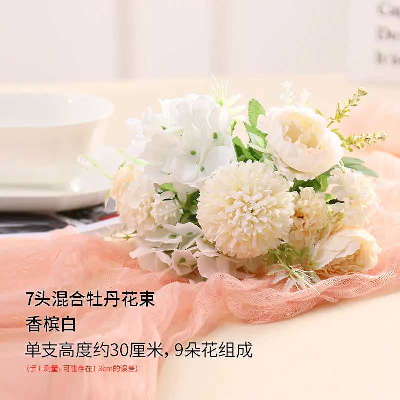 Custom Faux Peony Flower Bouquet for Home Decor