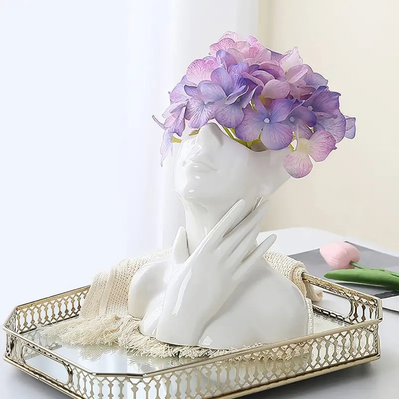 Character Art Ceramic Vase for Flower Arrangement Decor